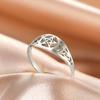 Vintage Hollow-Out Double Flower Pentagram Titanium Steel Unisex Matching Ring with Independent Packaging