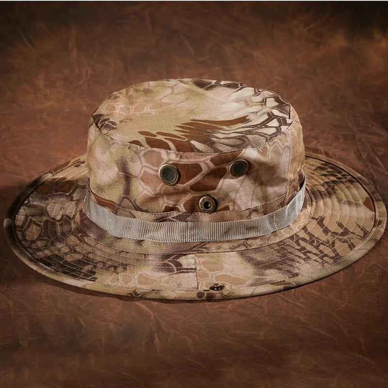 Herren Camouflage Sonnenschutz Fischerhut - Outdoor Angelhut mit runder Krempe