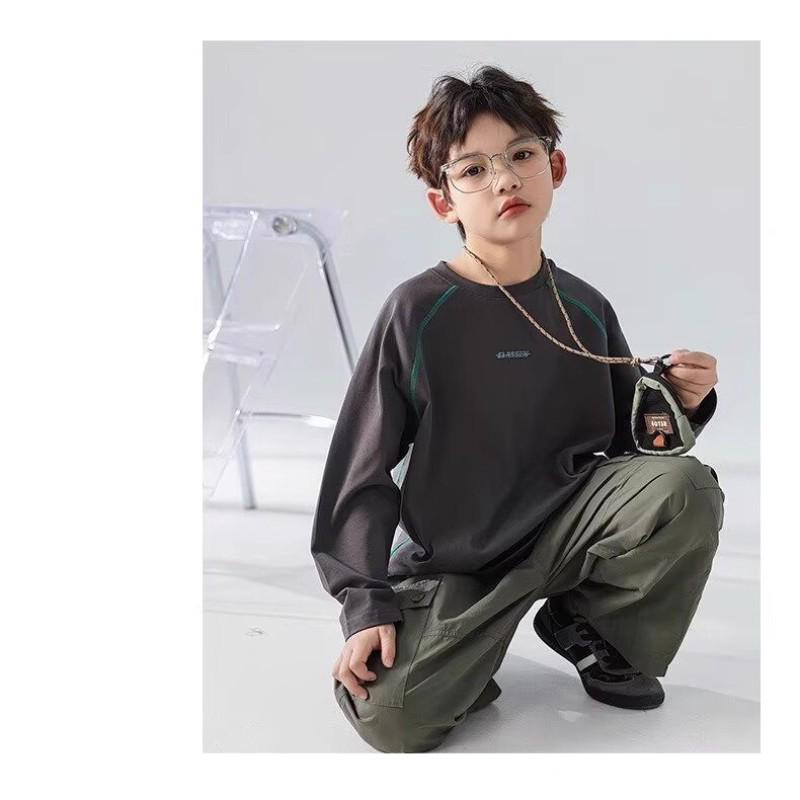 Boys' Long Sleeve T-Shirt: 2025 Spring & Autumn Style, Round Neck, Outdoor Trendy Top for Kids