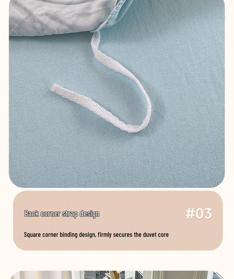 Muji-Style Striped Washed Cotton Bedding Set: Mix & Match Solid Color, Includes Duvet Cover, Bed Sheet, and Fitted Sheet. Ideal for Dorms.