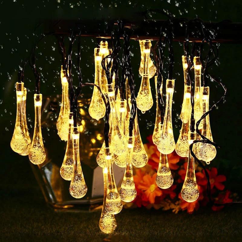 Water Droplets Solar String Lights Waterproof Outdoor 6M 30LED Solar Garland Lamp Decoration Christmas Wedding Party Garden