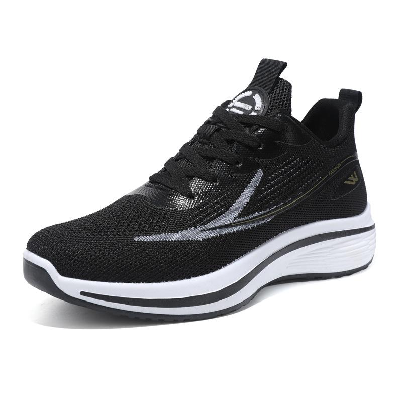 New Men's Shoes Mesh Surface Breathable Sports Casual Flying Fabric Lace-up Student Running Shoes