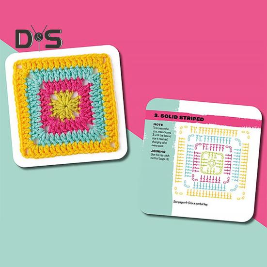 The Granny Square Card Deck 50 Mix Crochet Patterns Card Deck Crochet Blocks Clothes Accessories for Adults Beginner