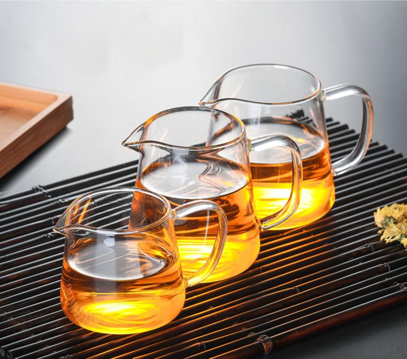 Heat-resisting Clear Glass Tea Pot Fair Cup Cha Hai,handmade Kung Fu Tea Cups Teaset Gongdao Points of Tea Ware with Handle
