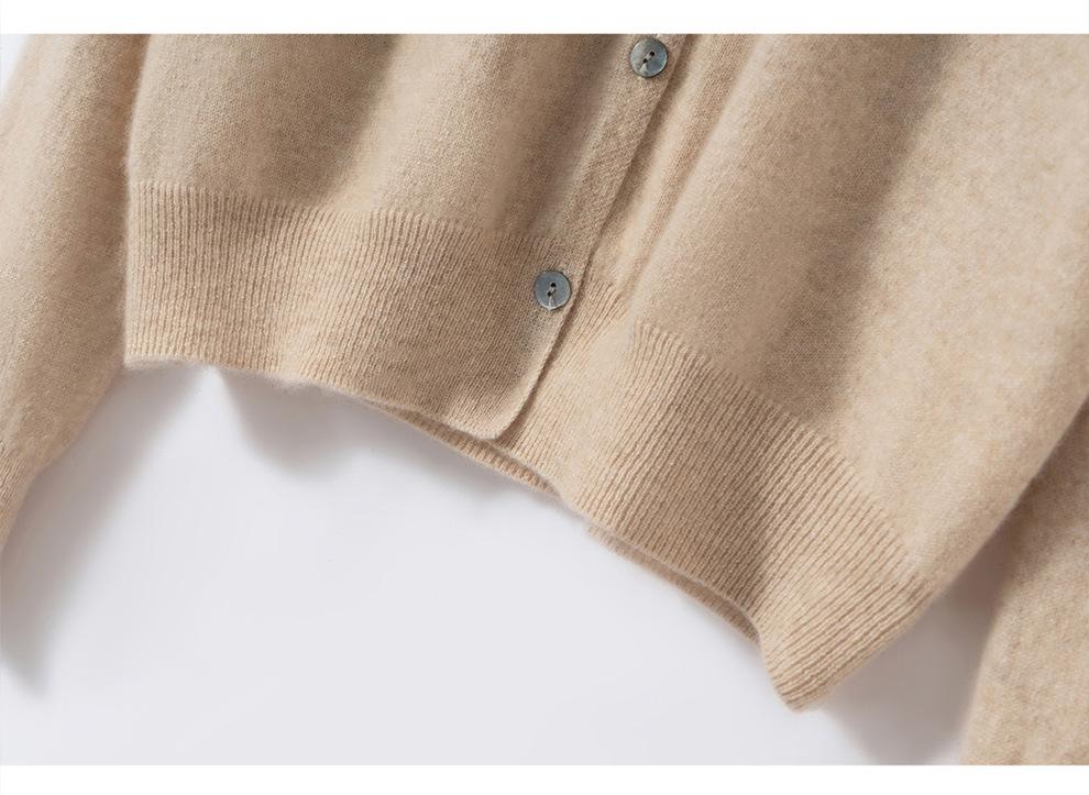 Cashmere V-Neck Cardigan Coat: Loose-Fit, Long Sleeve, Single-Breasted