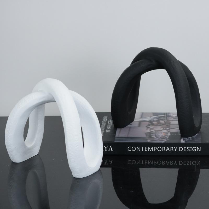 Modern Simple Resin Black and White Hemp Rope Geometric Desk Living Room Model Room Bookcase Fashionable Light Decoration