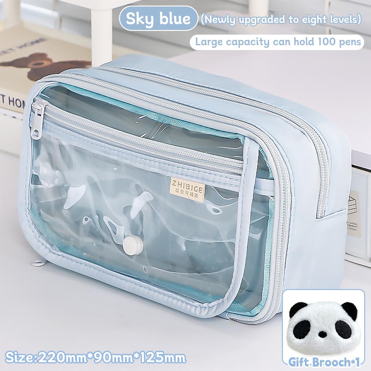 

Новая Пеналы Кавайи Студенческий Прозрачный Пенал DIY Вместительный Пенал для Хранения Канцелярских Принадлежностей Школьные Канцелярские Товары синий