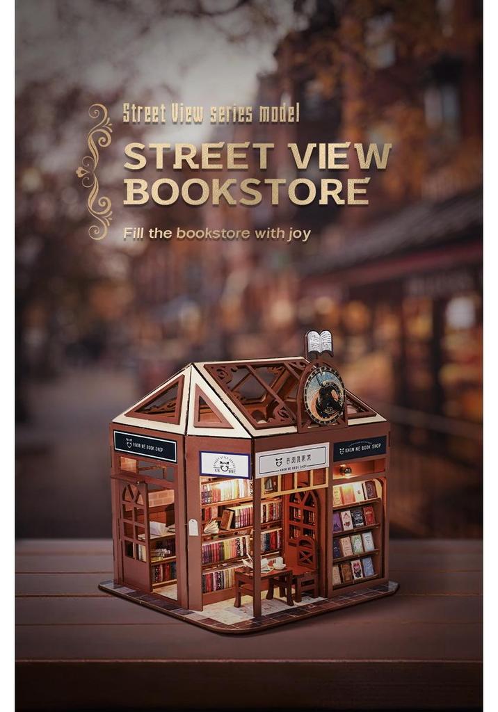 QuYiYa DIY Miniatur-Buchhandlung: Miau Talk & Words Kreatives Haus Modell Geschenk