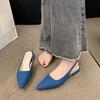 Summer Women's  New Sexy Pointed Retro Solid Color High Heels PU Leather Outdoor Banquet Party Women's Sandals Large 42