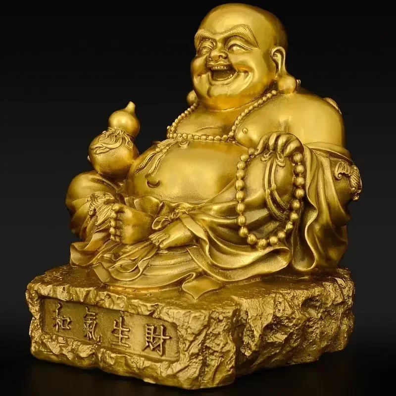 Copper Feng Shui Maitreya Laughing Buddha Statue for Home Use Big Belly Bodhisattva Decor