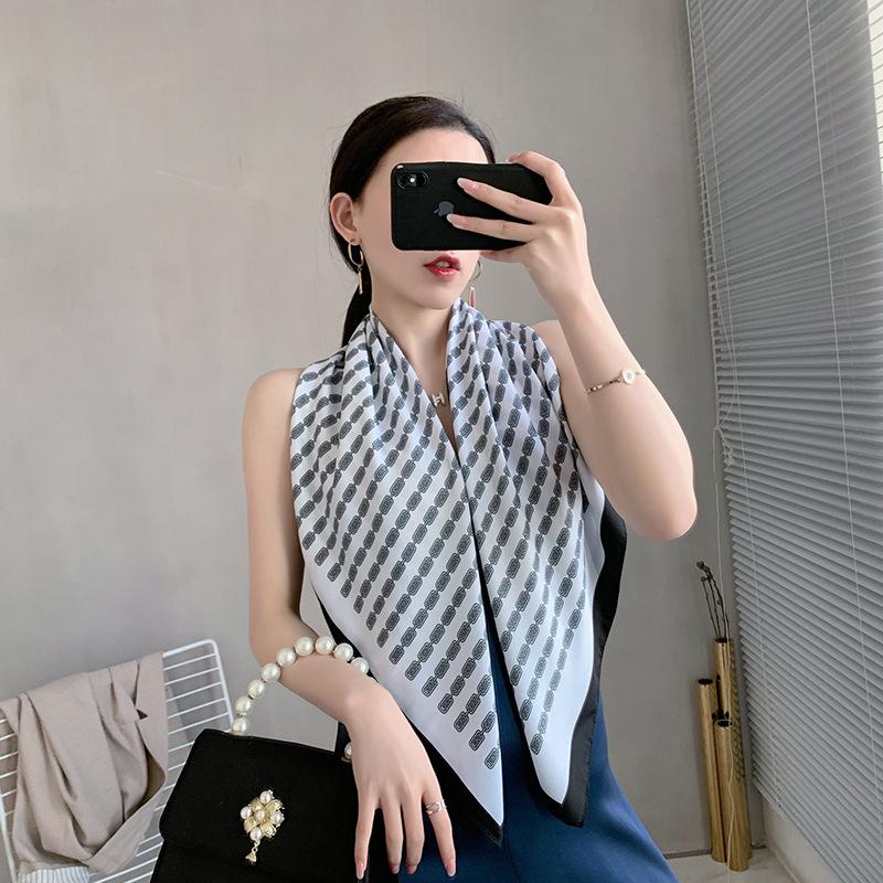 Spring square scarf silk scarf French retro women's simple and versatile foreign style fashion temperament twill silk scarf batch