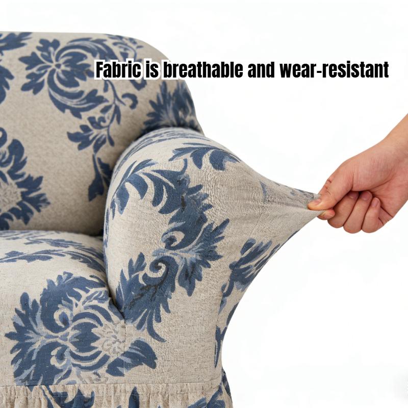 Full Wrap Stretch Milk Silk Sofa Cover Anti-Slip Skirt Style Sofa Protector Nordic Home Furniture Elastic Fitted Sofa Cover