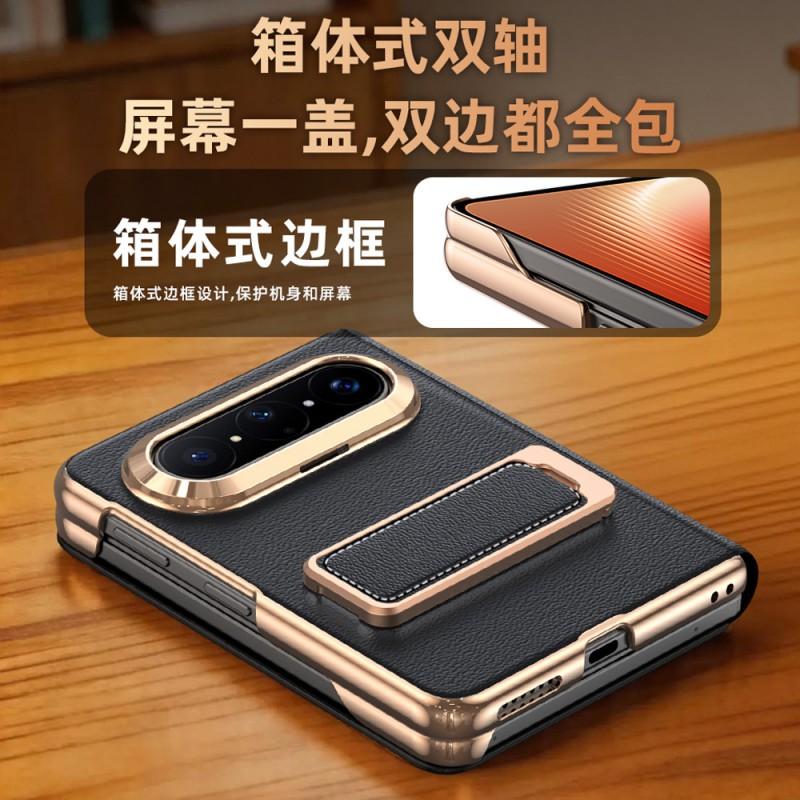 Premium Echte Leder Handyhülle Mit Rotierendem Ständer Magnetisches Transparentes Fenster Pura X Max