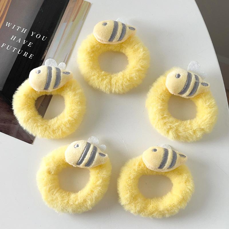 

5pcs new soft and fluffy bee hairband for girls; cute and sweet cartoon hair accessory