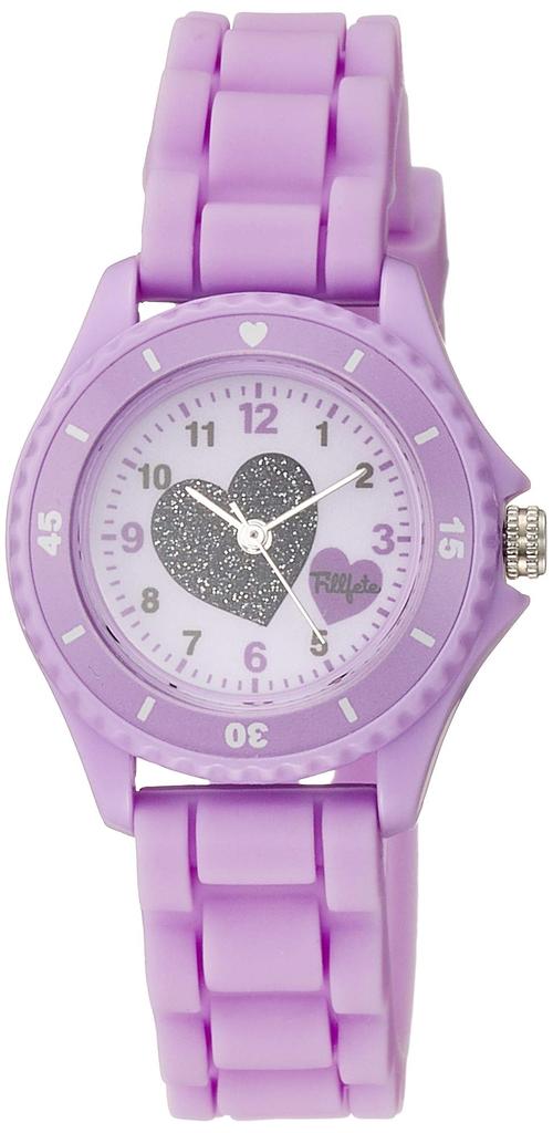 Fieldwork Analog Glitter Watch for Girls with Silicone Strap, White Dial, and Glitter, KDS008-3, Purple