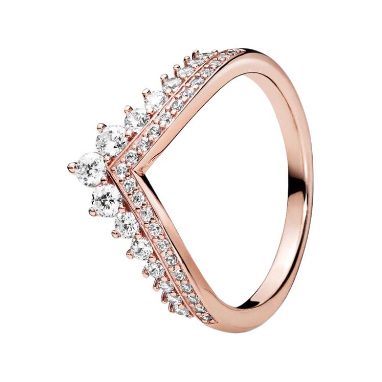 Pandora Original Design Square Cubic Zirconia Ring Women rings Rose-Gold 187736CZ Box,4.5