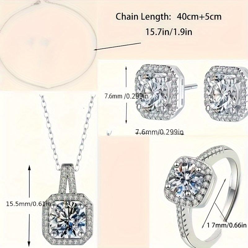 Elegant Square Cut Zirconia Jewelry Set - Shimmering Earrings, Necklace, And Ring - Timeless Luxury for Women - Perf… More