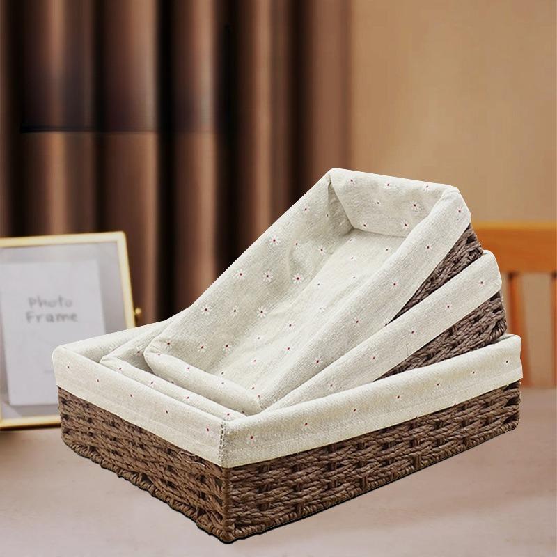 Handmade Woven Seagrass Storage Basket Organizer Bin for Desk Shelf Closet Farmhouse Decor for Snacks & Cosmetics
