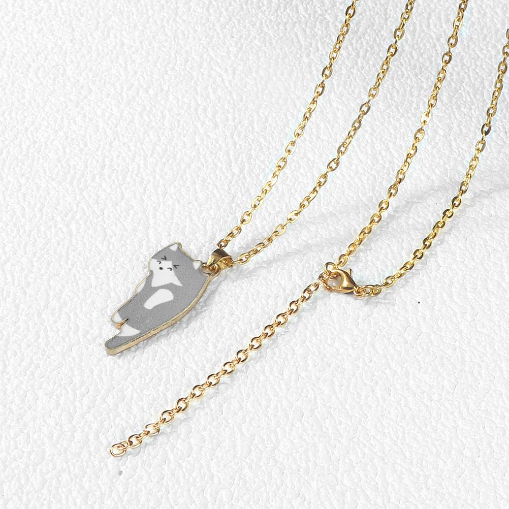 Cartoon Cats Pendant Necklace Cute Calico Cat Naughty Cow Kitten Animal Alloy Chain Jewelry for Women Men Trendy Friendship Gift