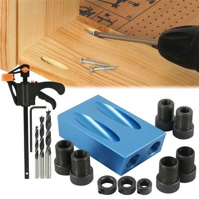 15 Stück Holzbearbeitung Schräglochbohrer Taschenlochbohrlehren-Set 15 Grad Winkelbohrführungssatz Loch DIY Schreinerwerkzeuge