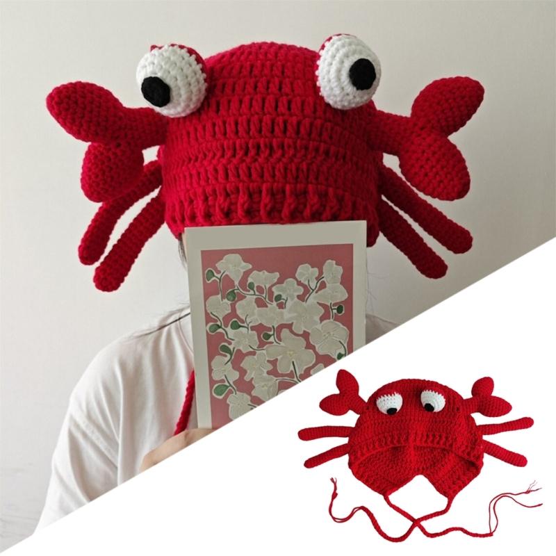 Knitted Hat Crab Claw for Girls Y2K-GIRL Hat Crocheted Claw Slouchy Designs