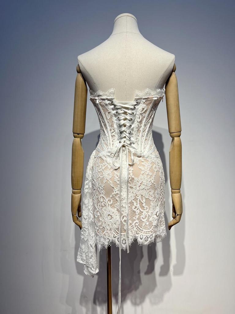 High-Quality One-Shoulder Lace Mini Bodycon Dress