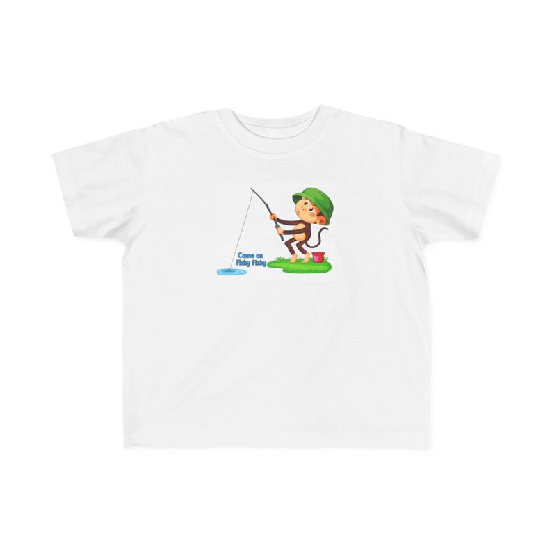 Fisherboy Monkey Fishing Toddler T-Shirt | Kids Pond Adventure Tee 150