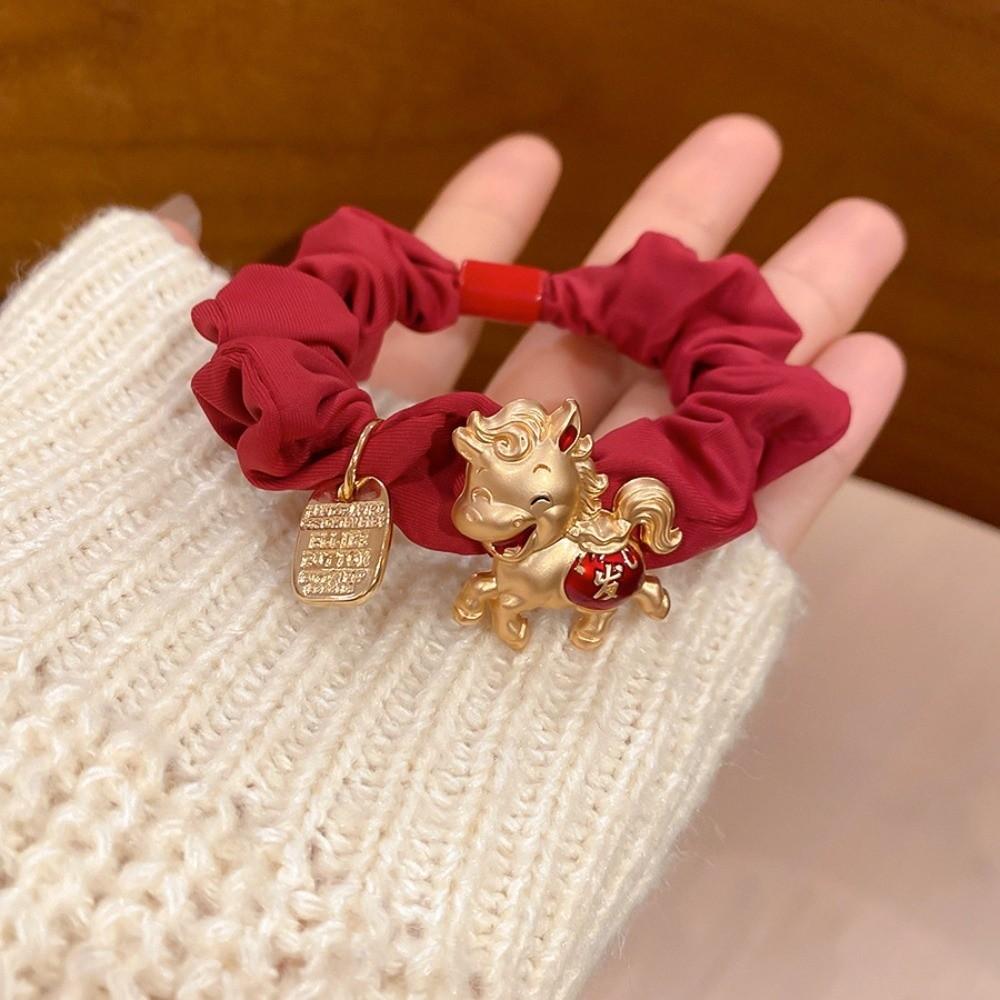 Red Cloth Rope New Year's Red Hair Rope Zinc Zinc Alloy Chinese Children Hair Band Daily Life