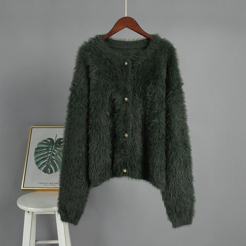 

2026 Spring Knit Sweater Cardigan Women Red Loose Long Sleeve Single-Breasted Sweater Coat Female Knitwear Cardigan Outwear L армія зелений колір
