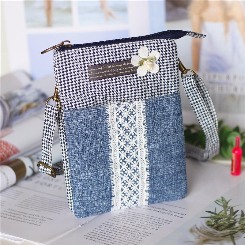 Boho Leinwand Handy Umhängetasche Ethnisches Stammesmuster Handytasche Verstellbarer Schultergurt Kleine Reise-Pass Tasche für Damen