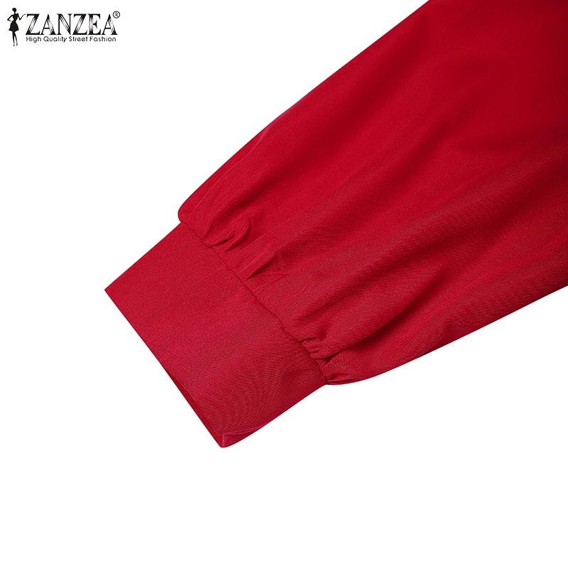 ZANZEA Damska codzienna elegancka bluzka z dekoltem w serce i rękawem 3/4