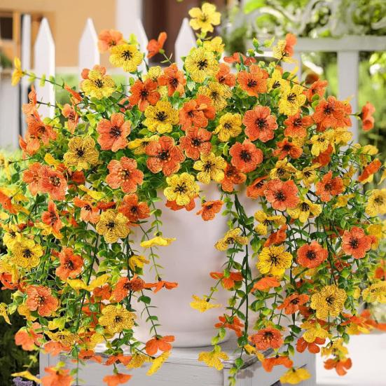 Konstgjord violett vinranka dekoration realistisk UV-beständig falsk blomma rotting inomhus utomhus trädgård veranda uteplats vägghängande konstgjord blomdekor