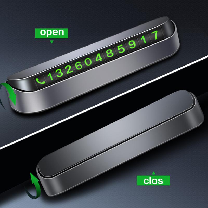 Car Temporary Parking Card Hidden Night Luminous Phone Number Card Plate Car Park Stop Auto Car Accessories Interior Styling