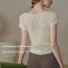 Top de Yoga Slim de Malha Feminino Verão 2024 - Roupa de Fitness e Corrida de Manga Curta