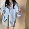 White Long Sleeves Women Solid Loose Student Lady Shirts Blouse Black Lapel Oversized Shirt Tops