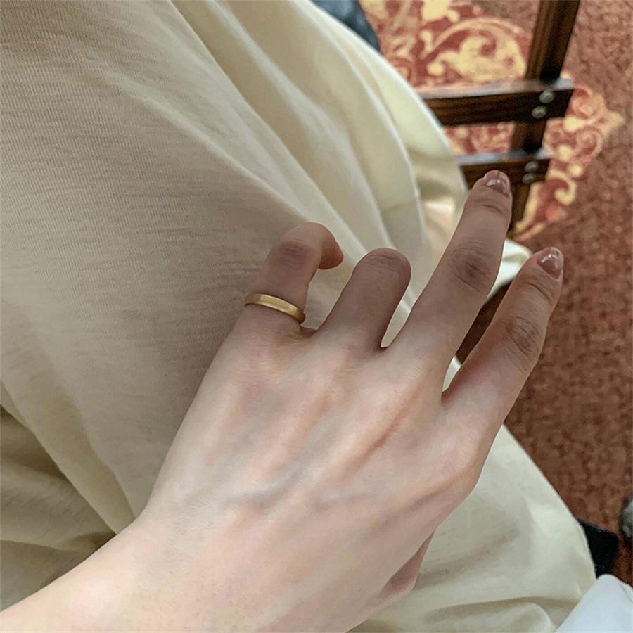 Li Luo Vintage Gold Gebürsteter 925 Sterling Silber Verstellbarer Damenring