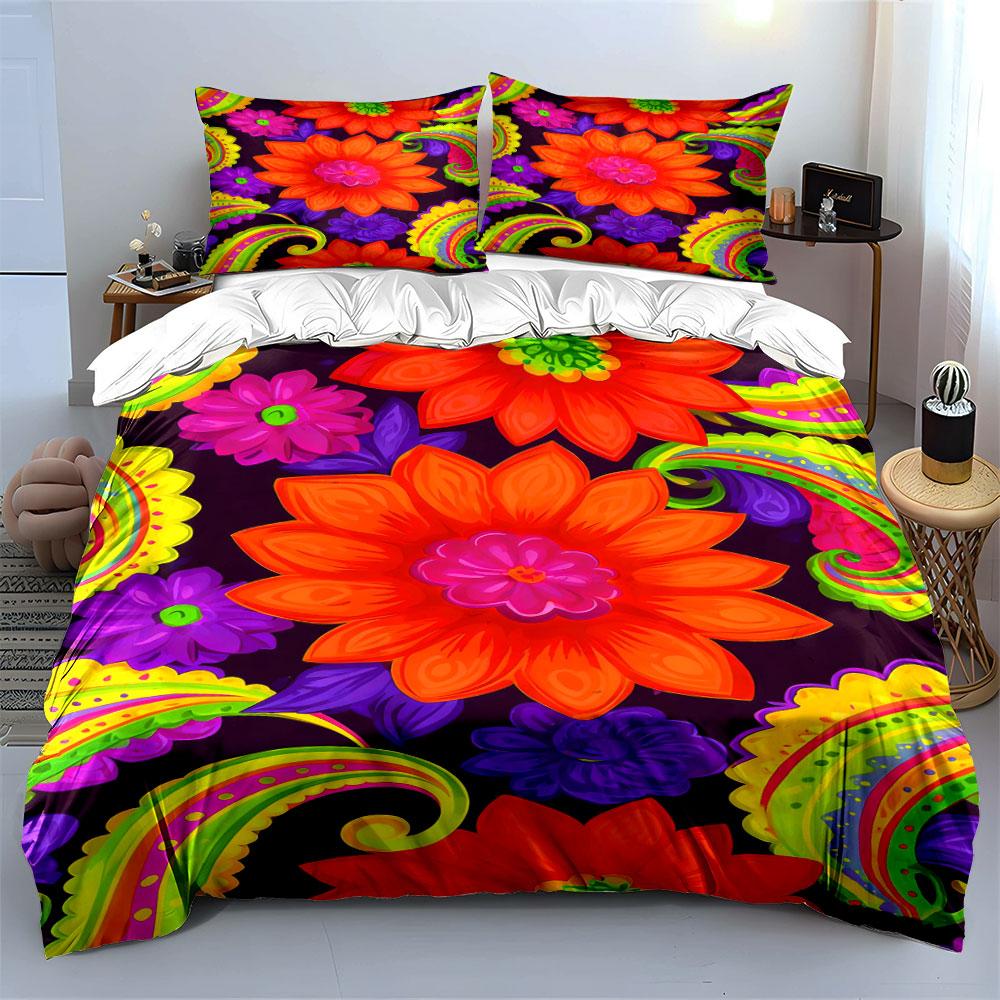 Bright Flowers and Paisley. Bedding Sets Duvet Cover Sets Duvet Covers Pillowcases(1 * Duvet Cover 2 * Pillowcases Without Duvet Insert)