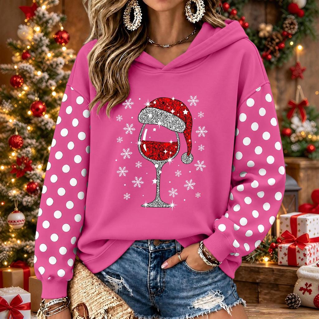 Women's Christmas Print Long Sleeve Top, Casual Comfortable Winter Shirt for Everyday Wear