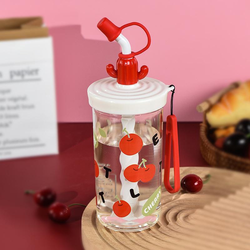 Portable Straw Water Bottle Cute Straw Cup Ice Tumbler for Women Girls Large Capacity Plastic Cup Ins Style Milk Tea Coffee Mug