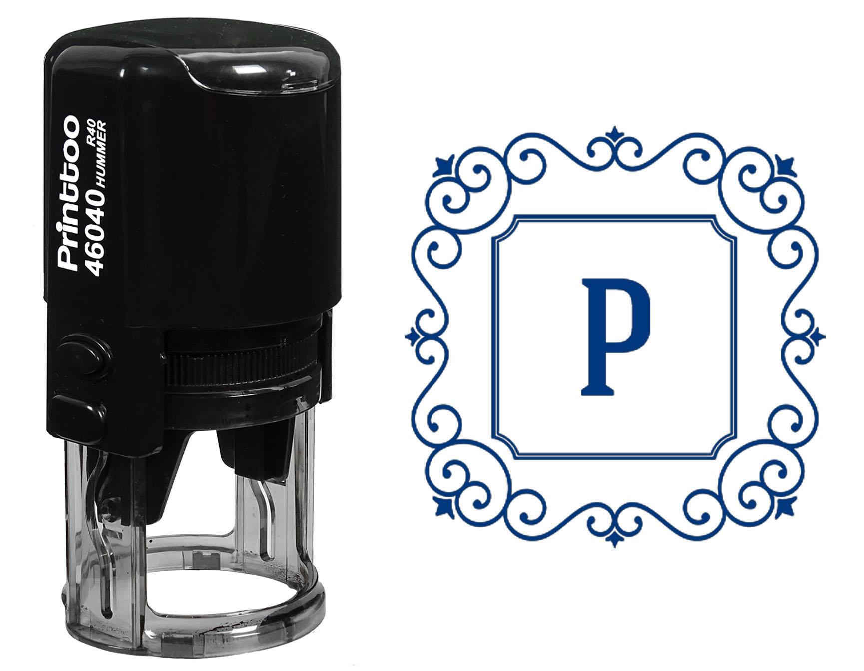 

Printtoo P Alphabet Monogram Initial Square Swirl Border R-40 Self Inking Rubber Stamp Office 30 mm Diameter (Approx) синій