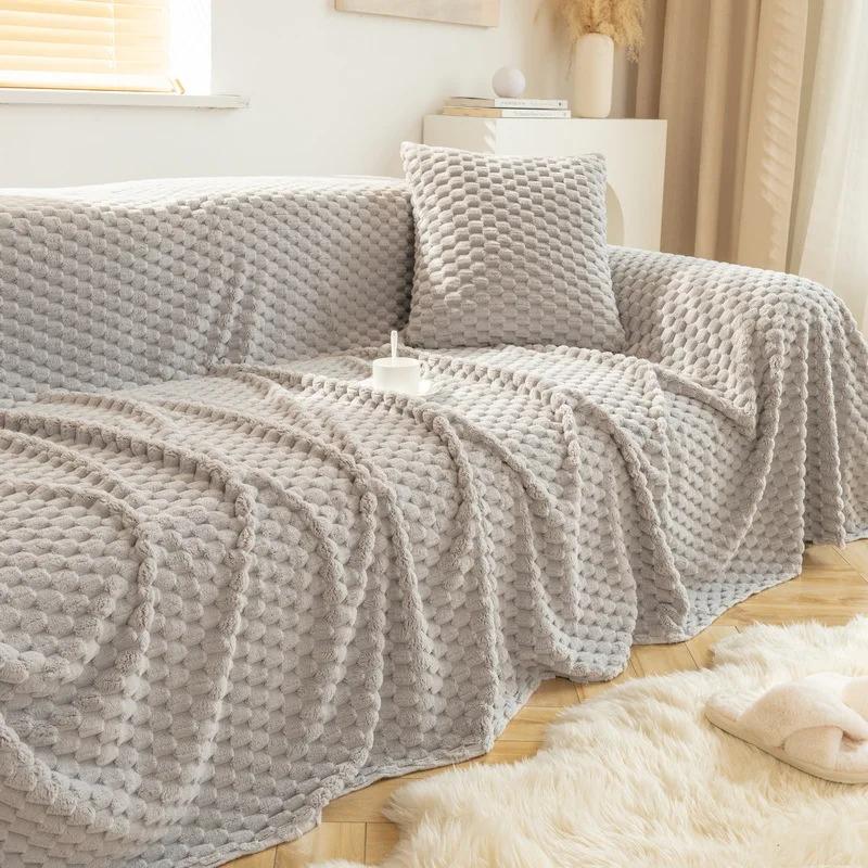 Luxury Plush Velvet Sofa Towel Soft Sofa Blanket Winter Warm Couch Cover 1/2/3 Seater Corner Couch Slipcover 180*420cm
