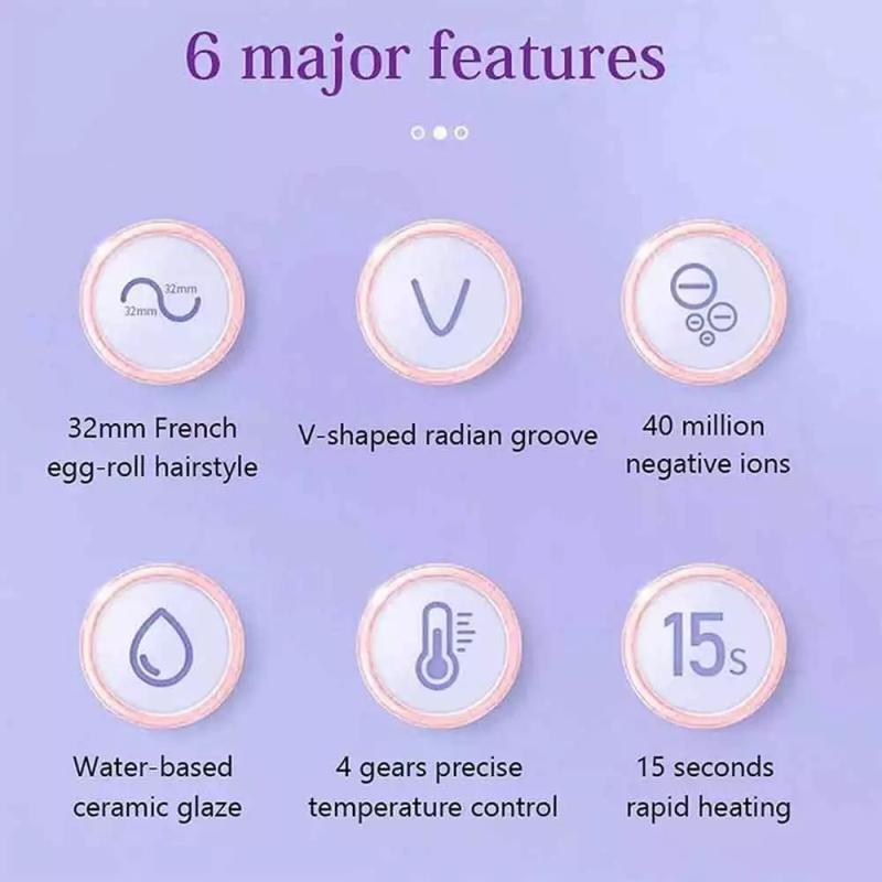 New French Egg Roll Curling Iron, Water Ripple V-Shaped Curling Iro Hair