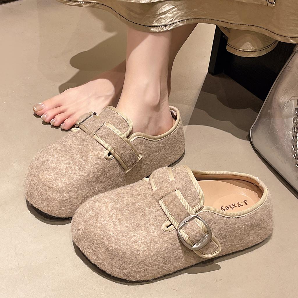Thick-soled Inner Height Increase, One Pedal Birkenstock Shoes, Bag Head Half Slippers, Women's Summer Wear 2025 Autumn and Winter New Slippers