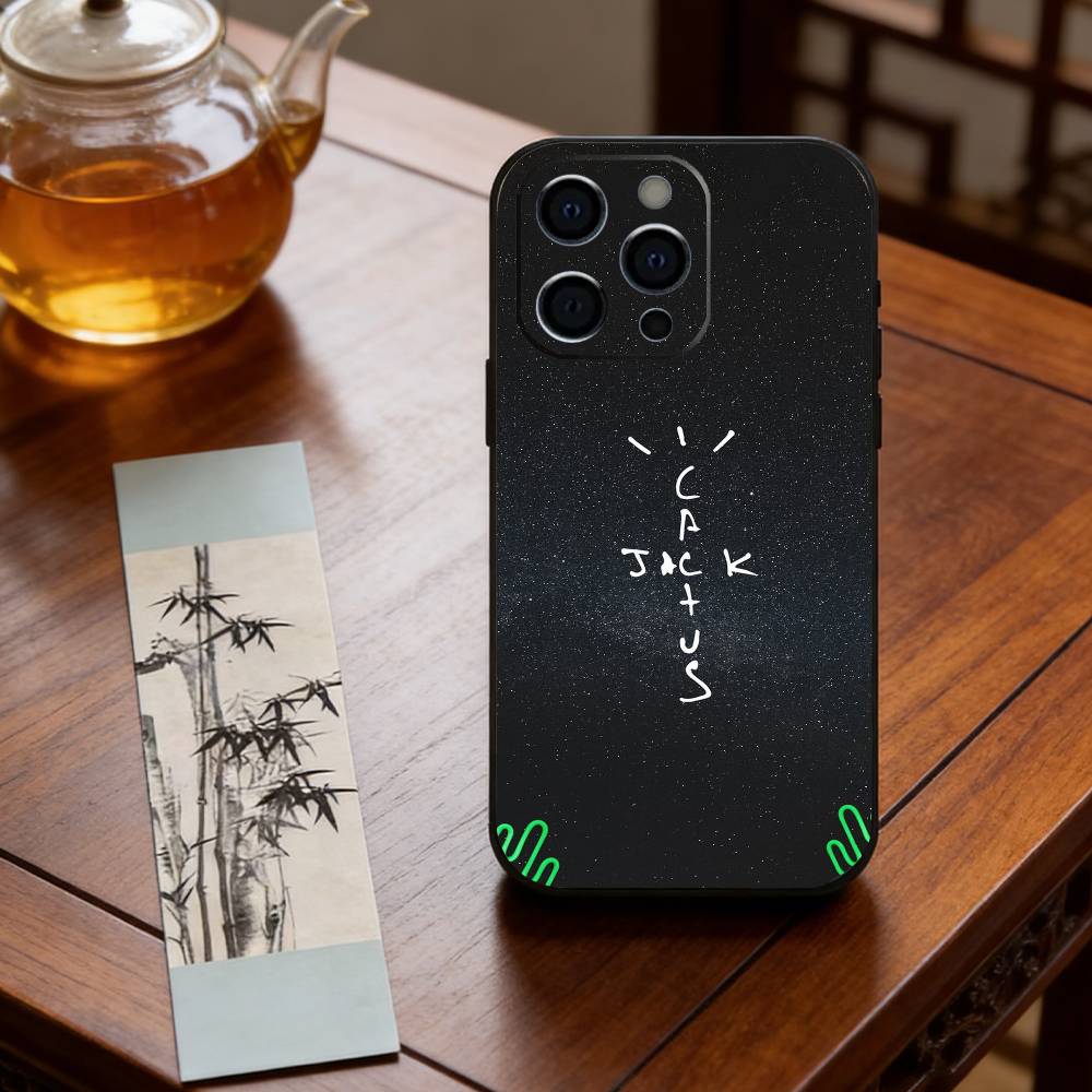 C-Cactuss J-Jack Travis Scott Phone Case For iPhone 17,16,15,14,13,12,11 Plus,Pro Max,XS,Soft Silicone Black Cover
