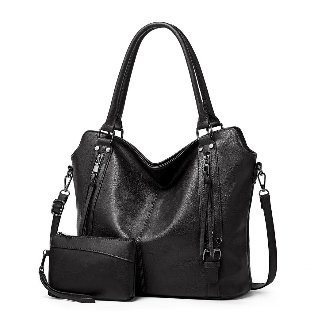 New Women's Bag Fashion Retro Korean Temperament Solid Color Soft Skin High Capacity Trend Versatile Lady Shoulder Bag