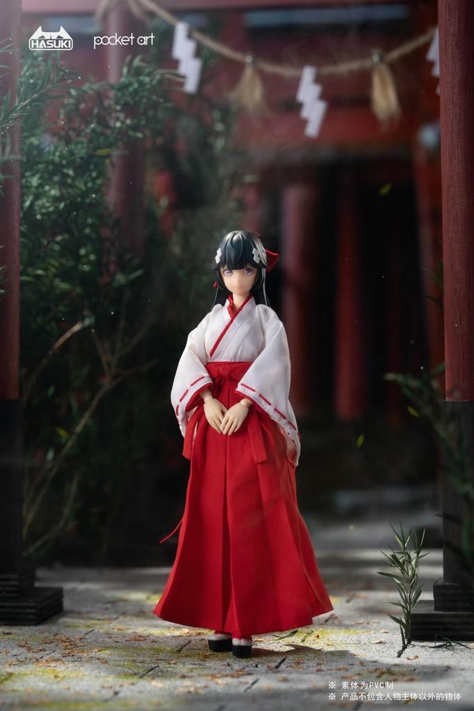 HASUKI POCKET ARTS Série PA005 Exorcistická kněžka Tsubaki měřítko ABS a PVC malovaná akční figurka 1/12 látka,