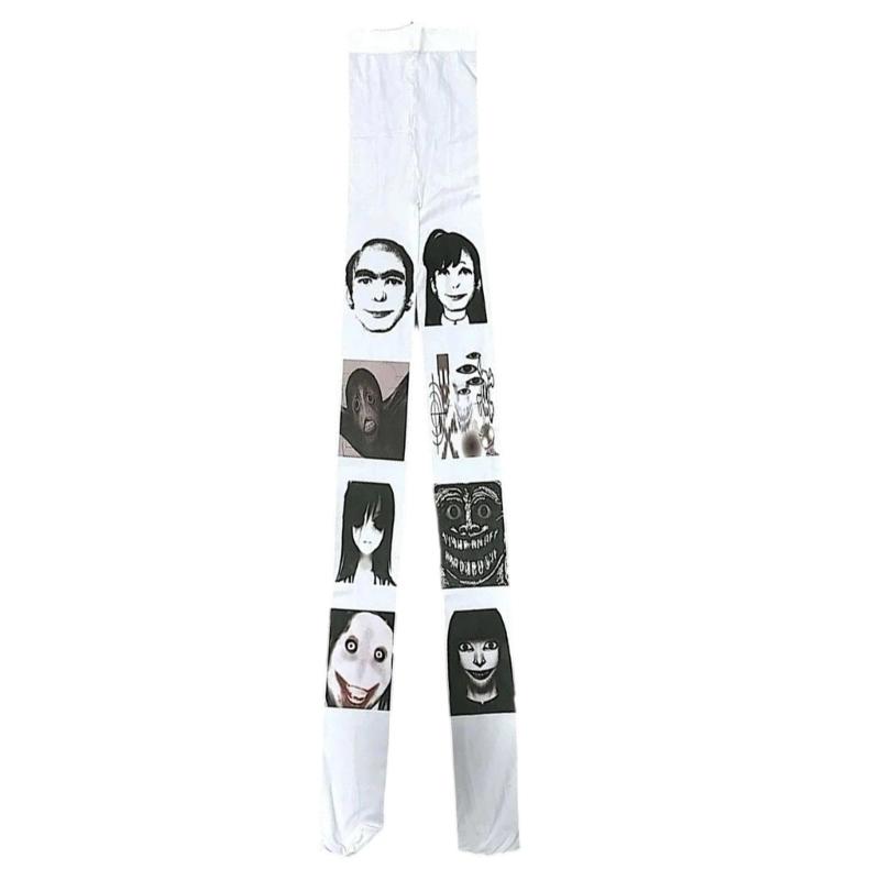 Stylish Women s Long Socks Cats Pattern Practical Polyester Stockings Comfortable Stretchy Pantyhose for Party