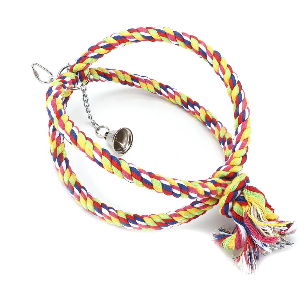 Parakeet Bird Ring Toy Cotton Rope Stainless Steel Wire Circle Ring for Pet Climbing Swing