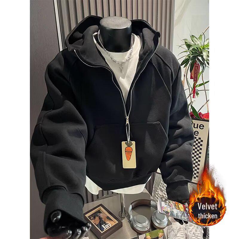 

Unisex Heavyweight Fleece Half-Zip Hoodie for Men & Women - Casual Autumn/Winter Jacket M чорний