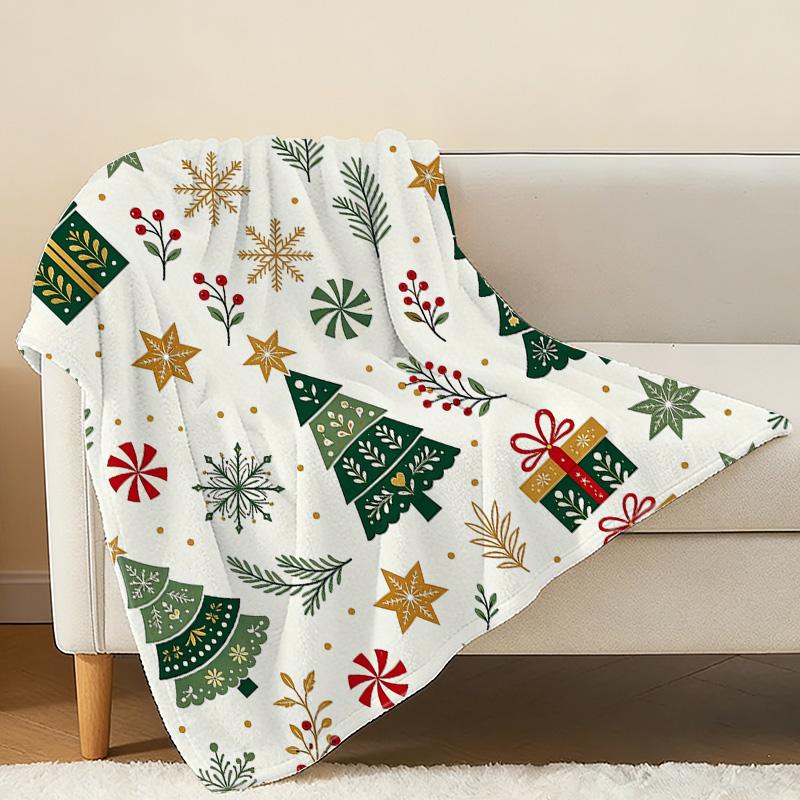 Soft Fleece Blanket - Christmas Theme, Breathable Cozy Warm Throw, Lightweight All Season, Ideal for Home, Office & Holiday Decor